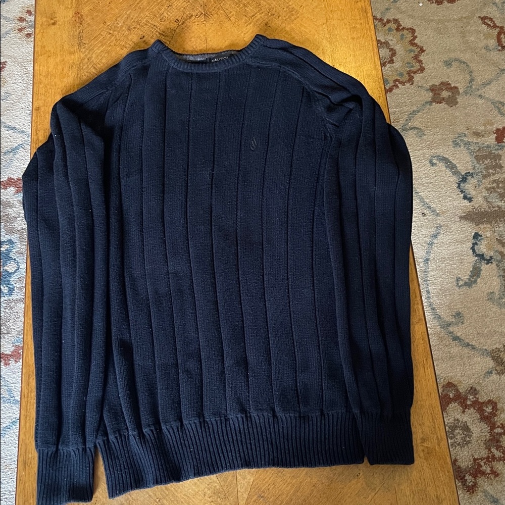 Nautica Dark Knit Cotton Sweater - Picture 3 of 11